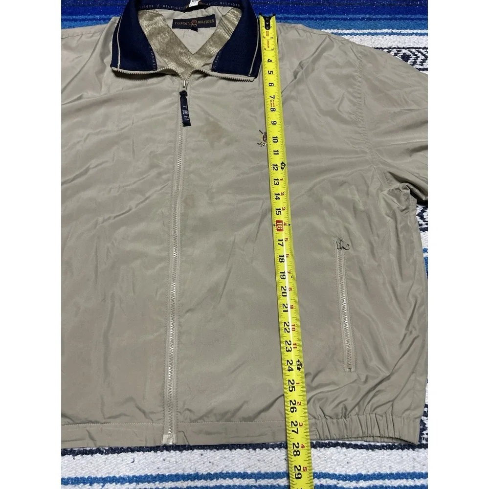 Vintage Tommy Hilfiger Golf Jacket Mens 2XL Beige Windbreaker Full Zip Crest